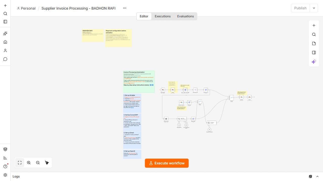 Supplier Invoice Processing clean original workflow screenshot